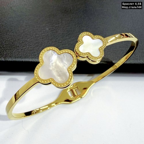 Браслет мед.сталь14К 10442